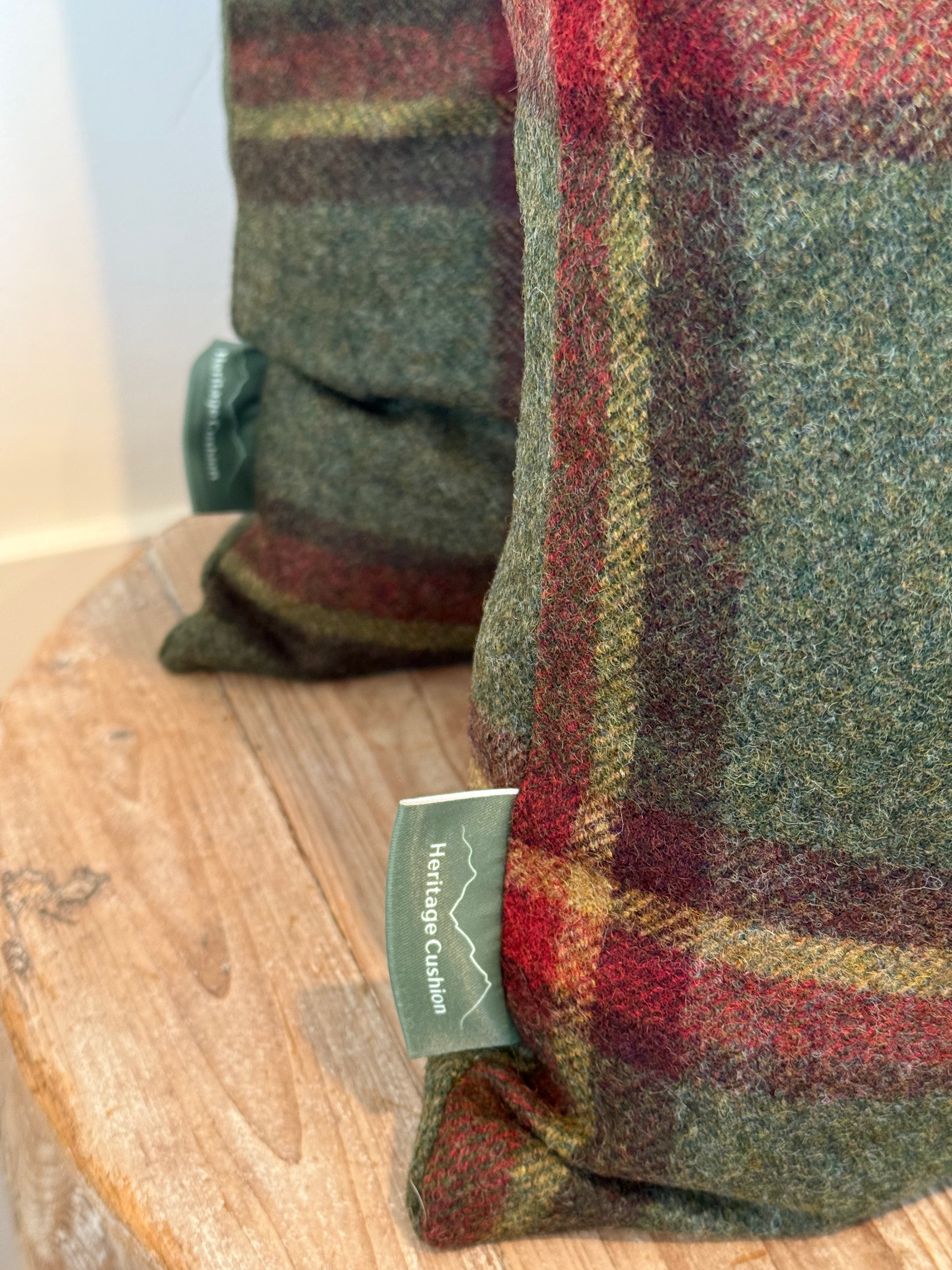 The Heritage Cushion - Windowpane Forest Green