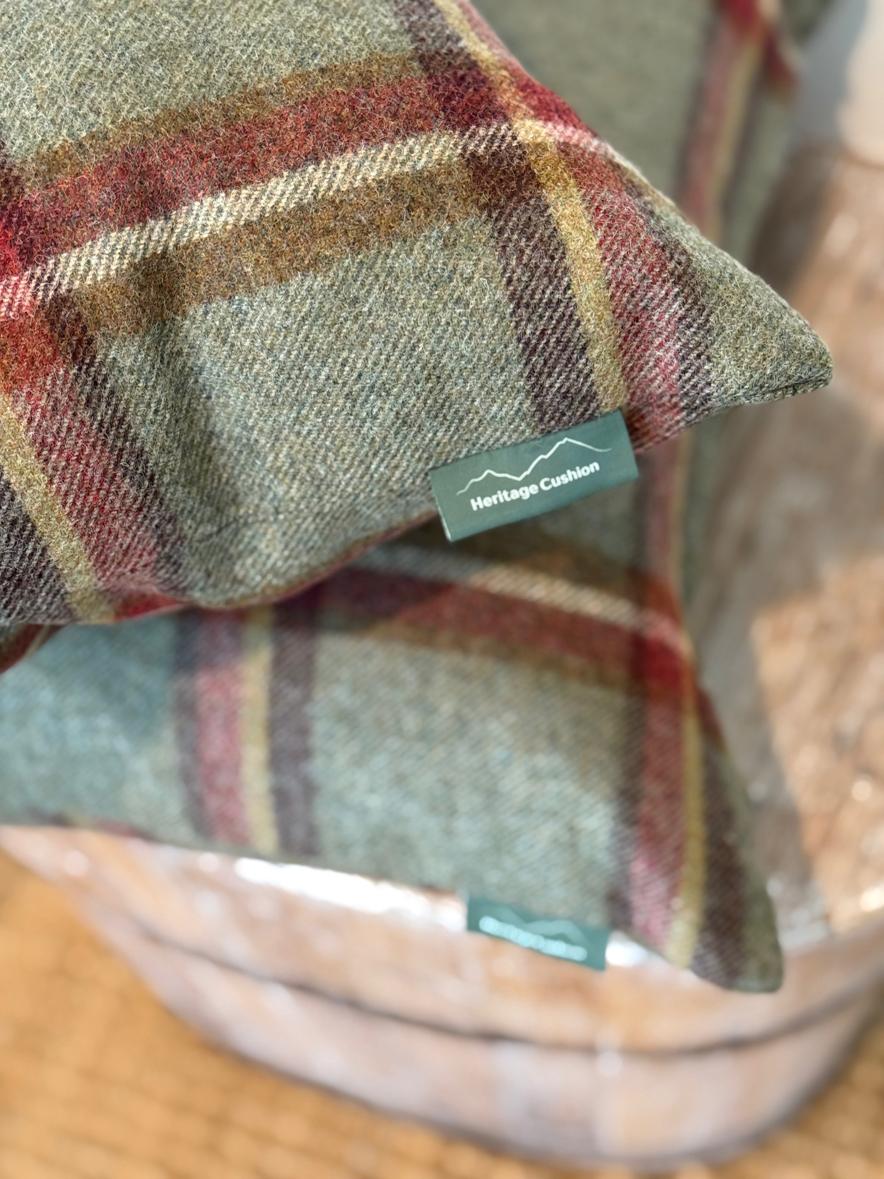 The Heritage Cushion Cover - Windowpane Sage