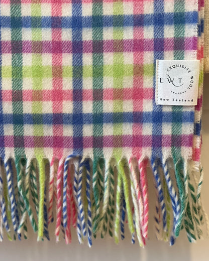 Gingham 100% Merino Baby Blanket