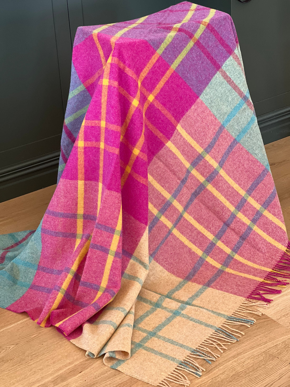 Stormness Cerise &amp; Mint 100% Wool Throw