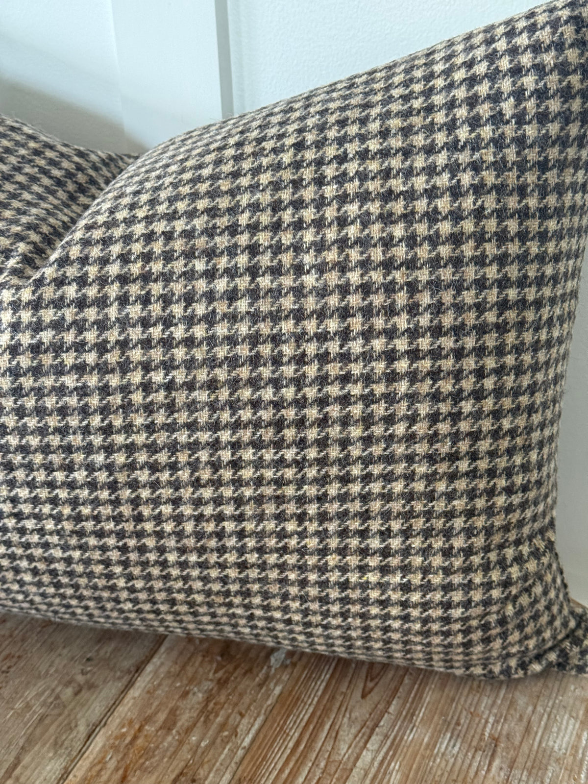 The Heritage Cushion Cover - Hounstooth Camel and Chocolate