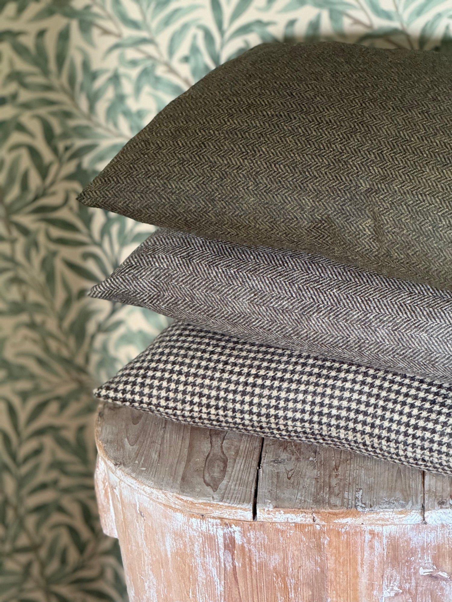 The Heritage Cushion - Herringbone Dark Green