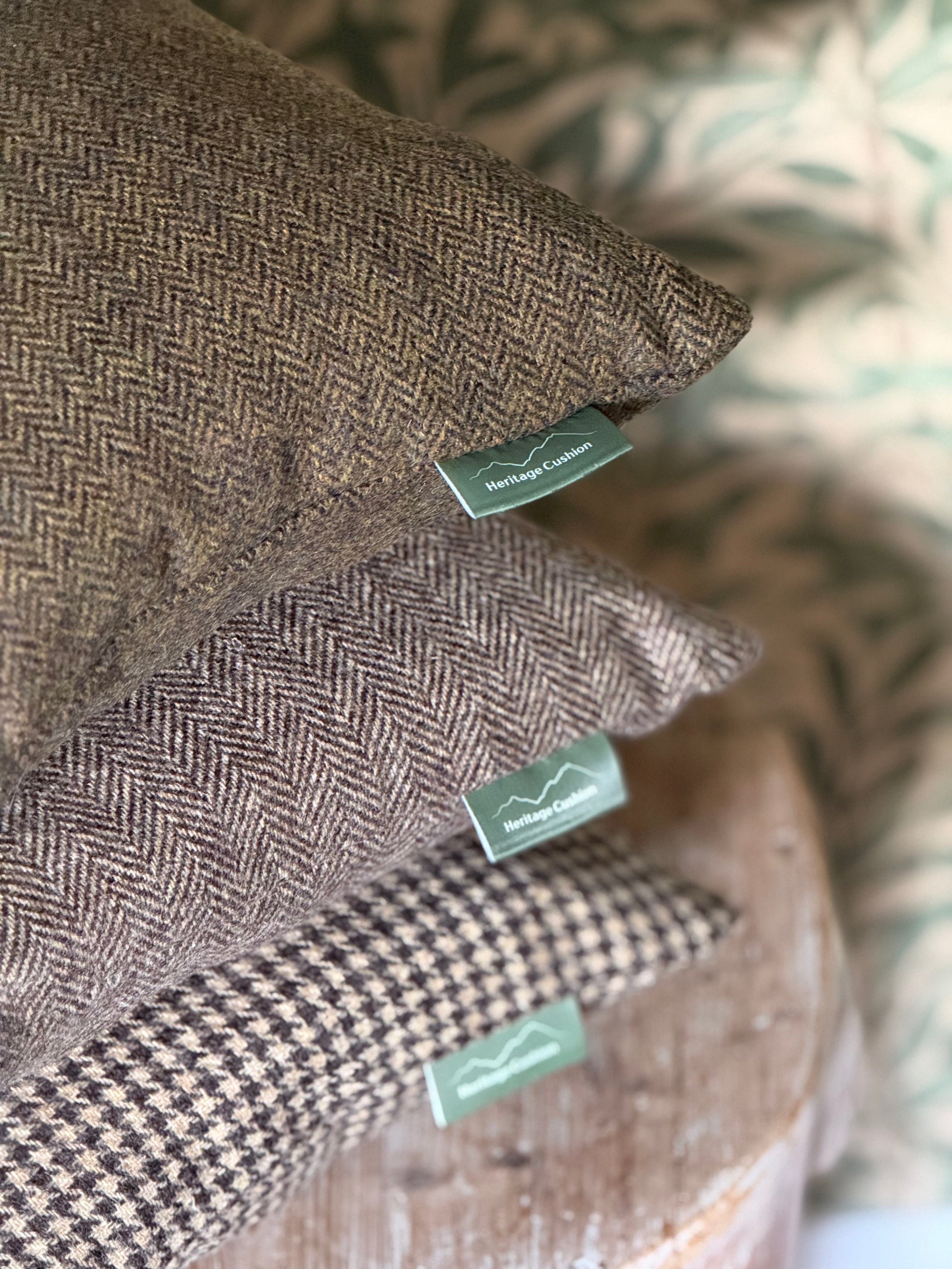 The Heritage Cushion - Hounstooth Camel and Chocolate