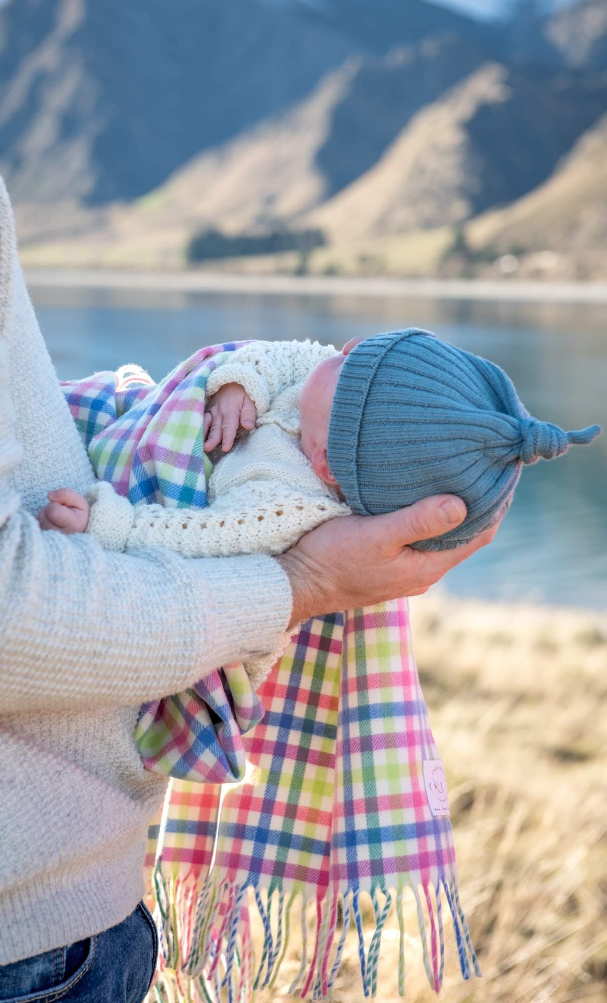 Gingham 100% Merino Baby Blanket