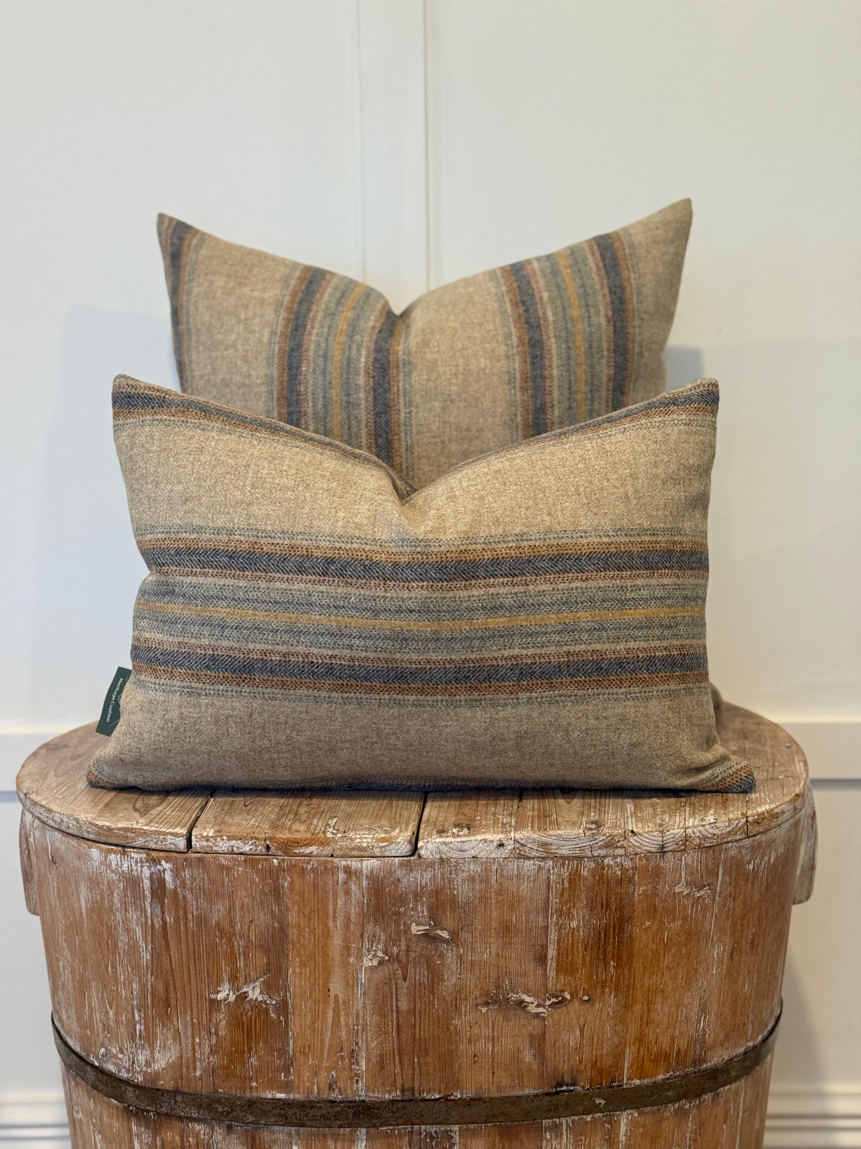 The Heritage Cushion Cover - Wentworth Stripe Natural Denim