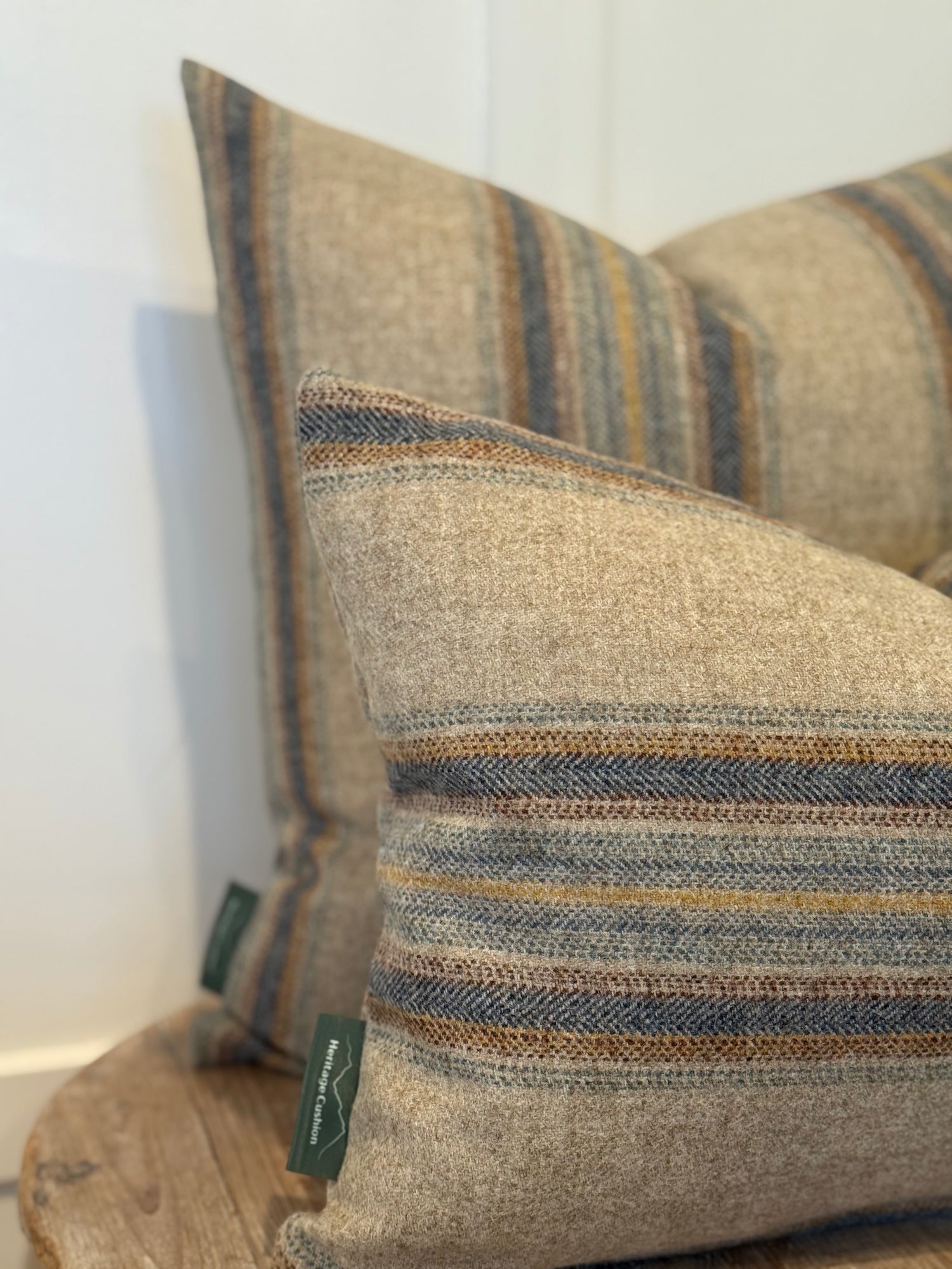 The Heritage Cushion Cover - Wentworth Stripe Natural Denim