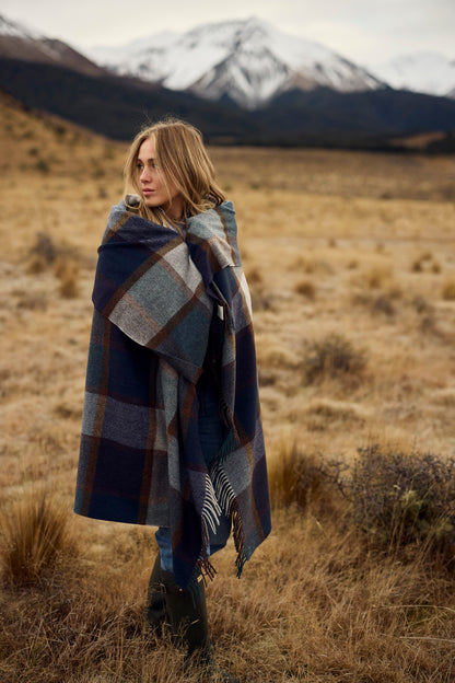 Windowpane Navy 100% Merino Throw