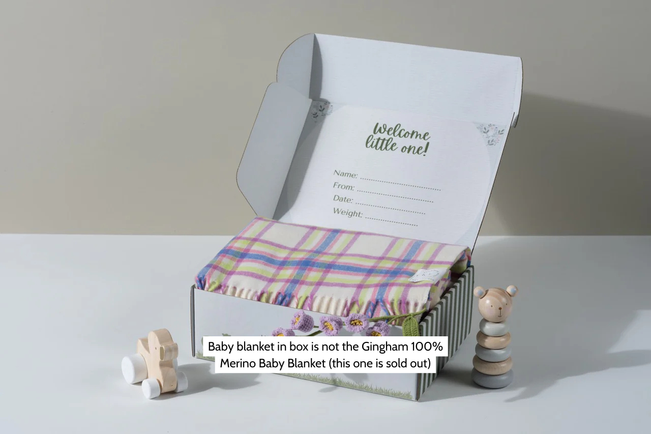 Gingham 100% Merino Baby Blanket