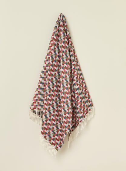 Bricks Pink &amp; Khaki 100% Merino Throw