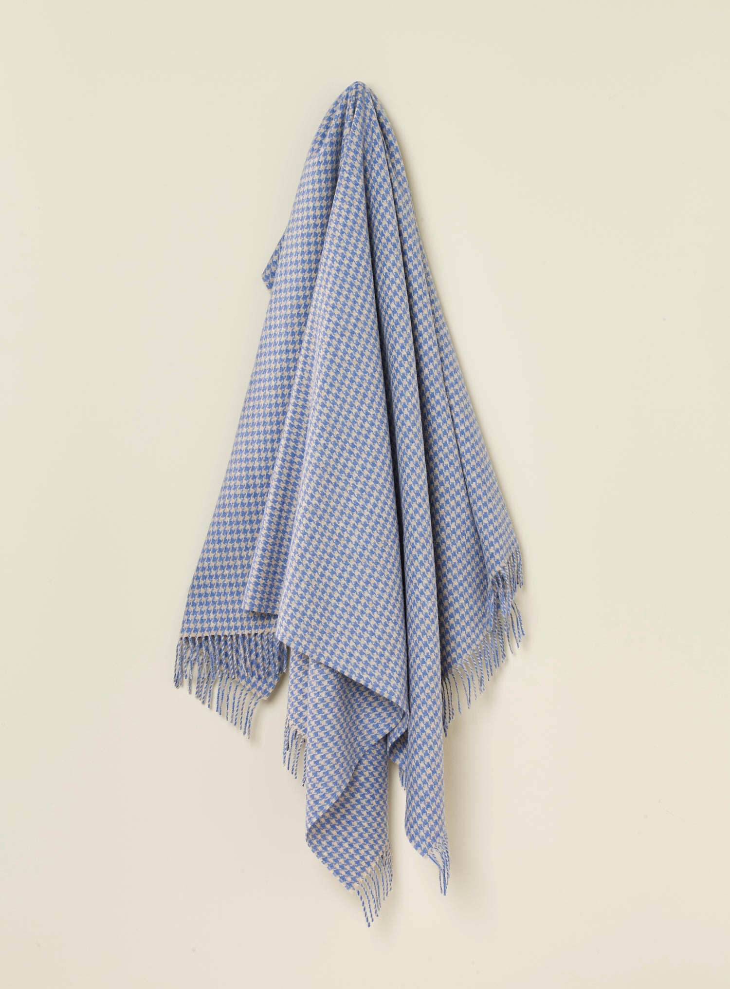Houndstooth Blue and Natural 100% Merino Throw