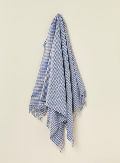 Houndstooth Blue and Natural 100% Merino Throw