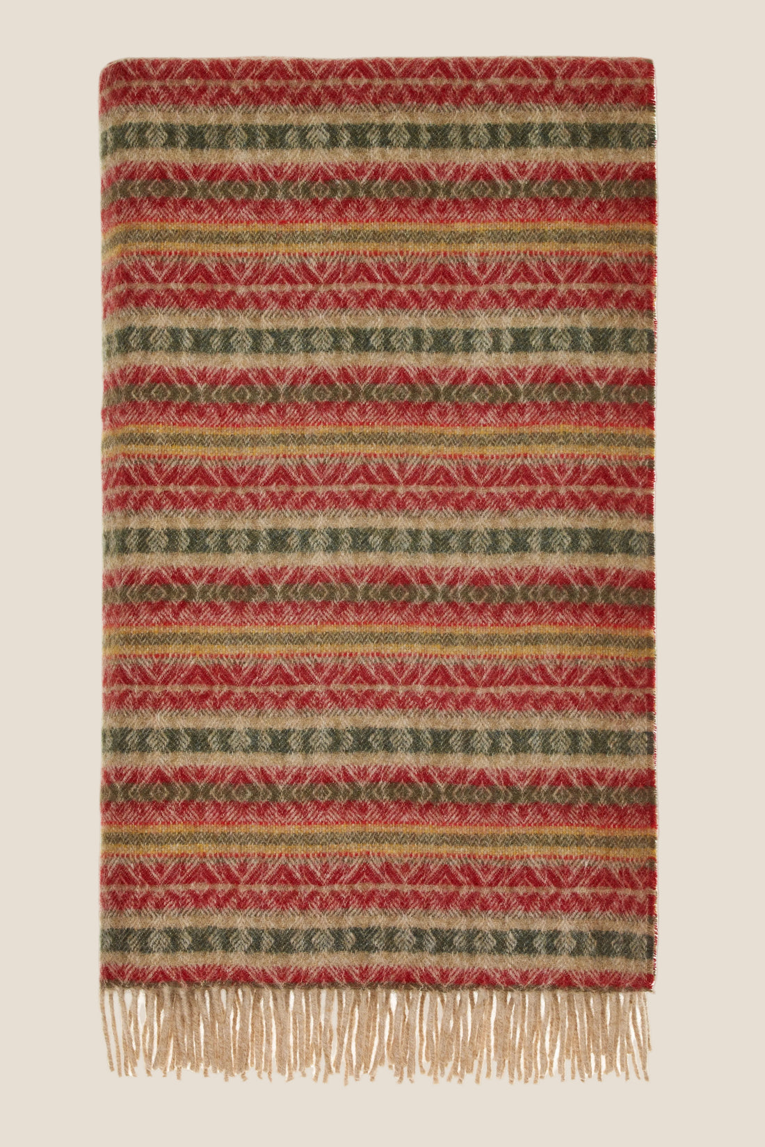 Ayr Red and Olive NZ Wool Throw
