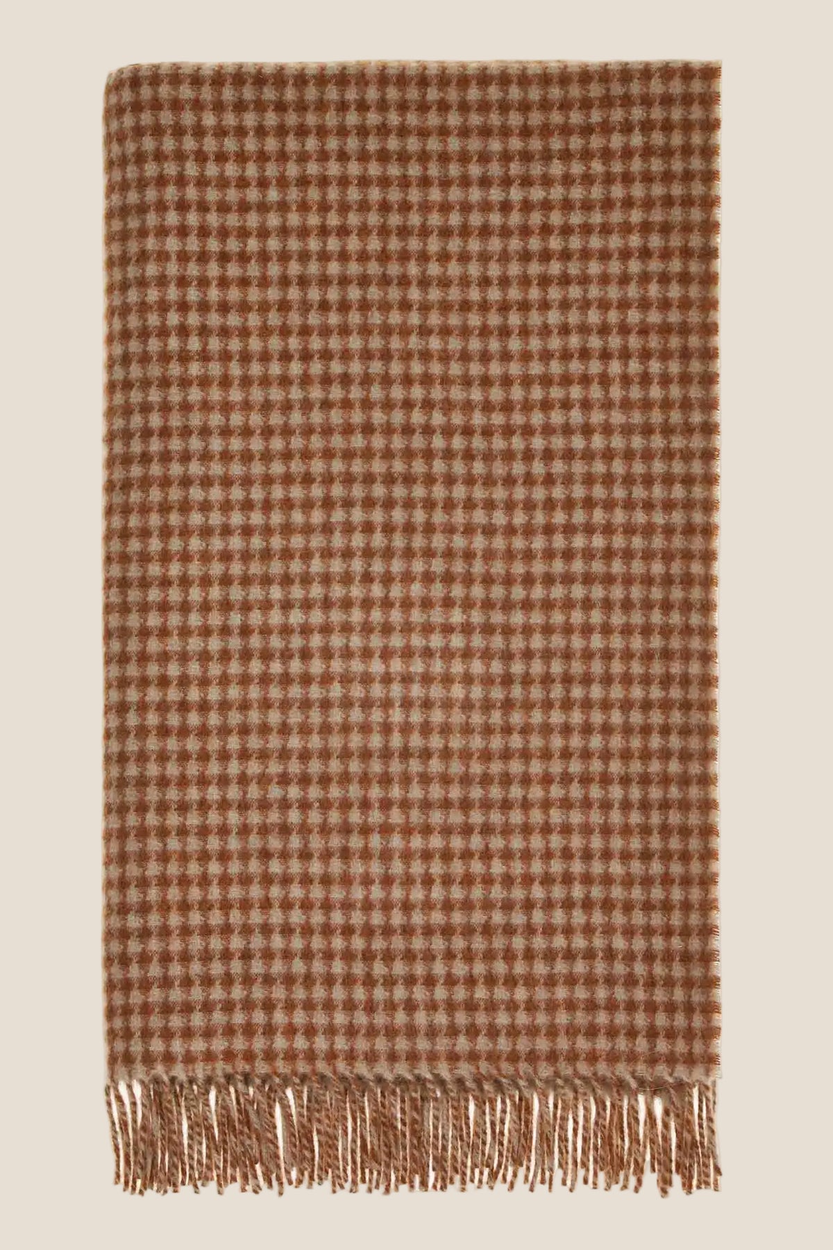 Houndstooth Rust &amp; Camel 100% Merino Throw