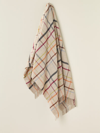 Windowpane Beige Multi 100% Merino Throw