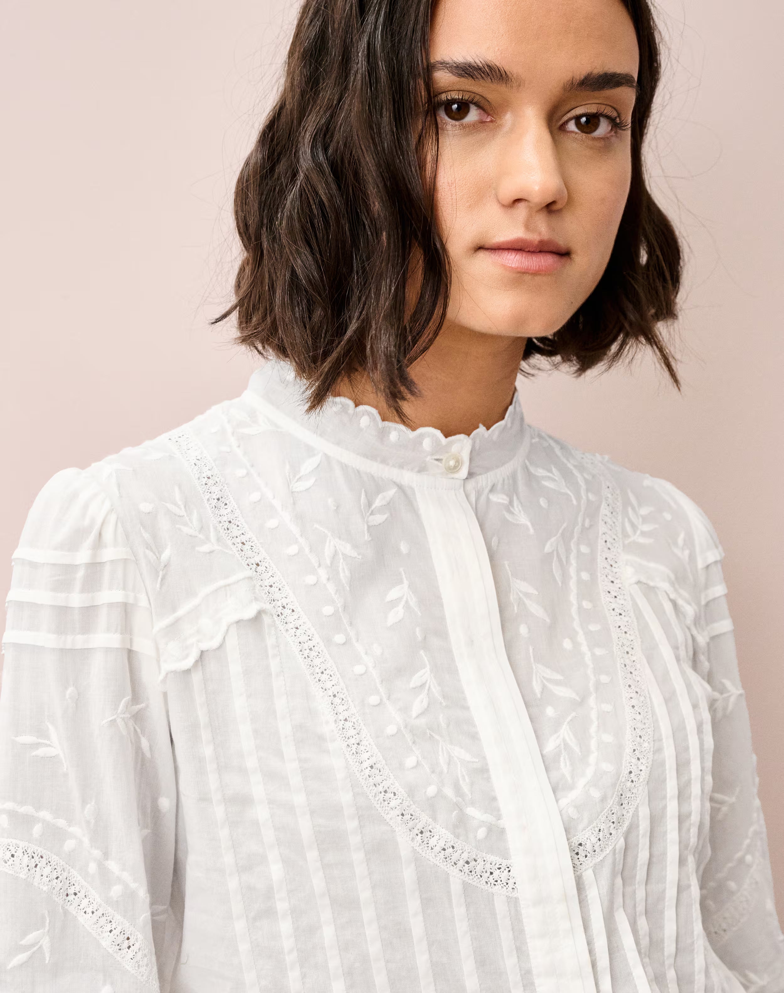 Brora Organic Cotton Embroidered Blouse