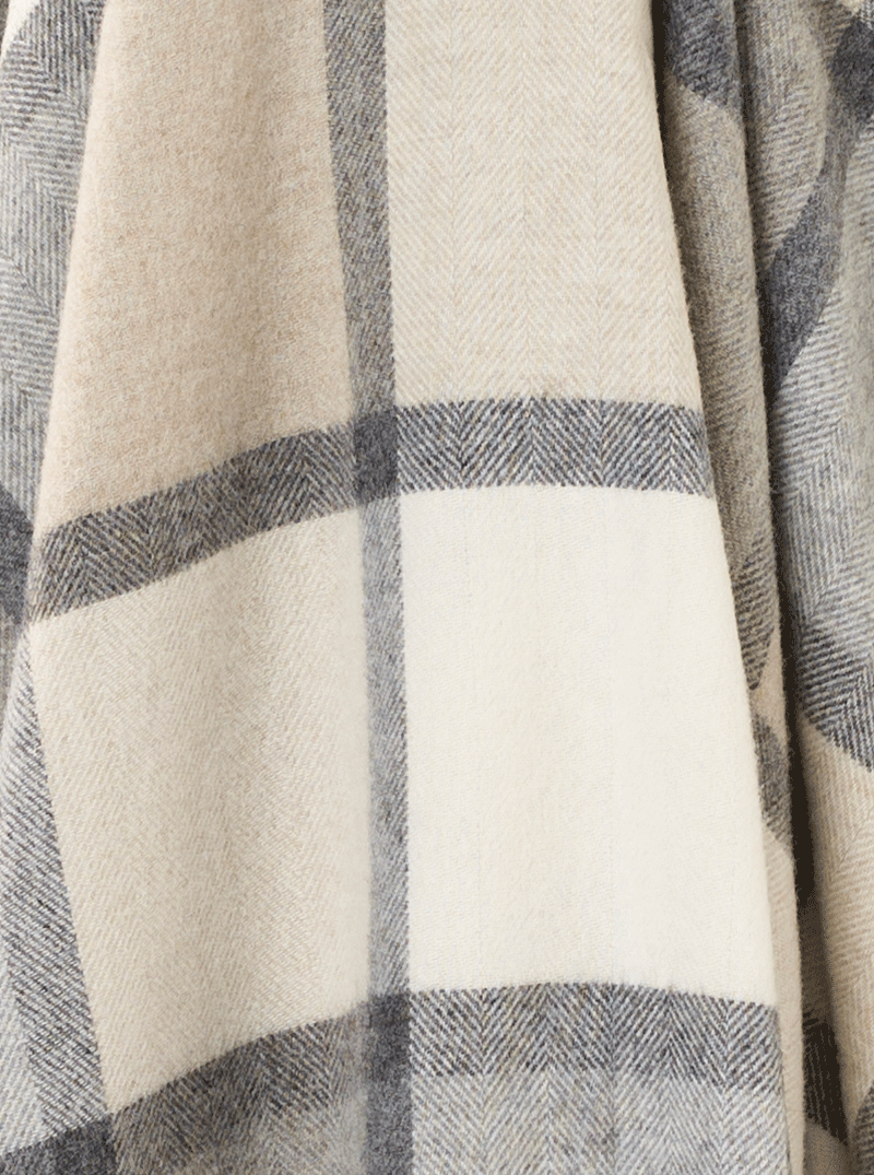 Windowpane Grey &amp; White 100% Merino Throw - Exquisite Wool Traders