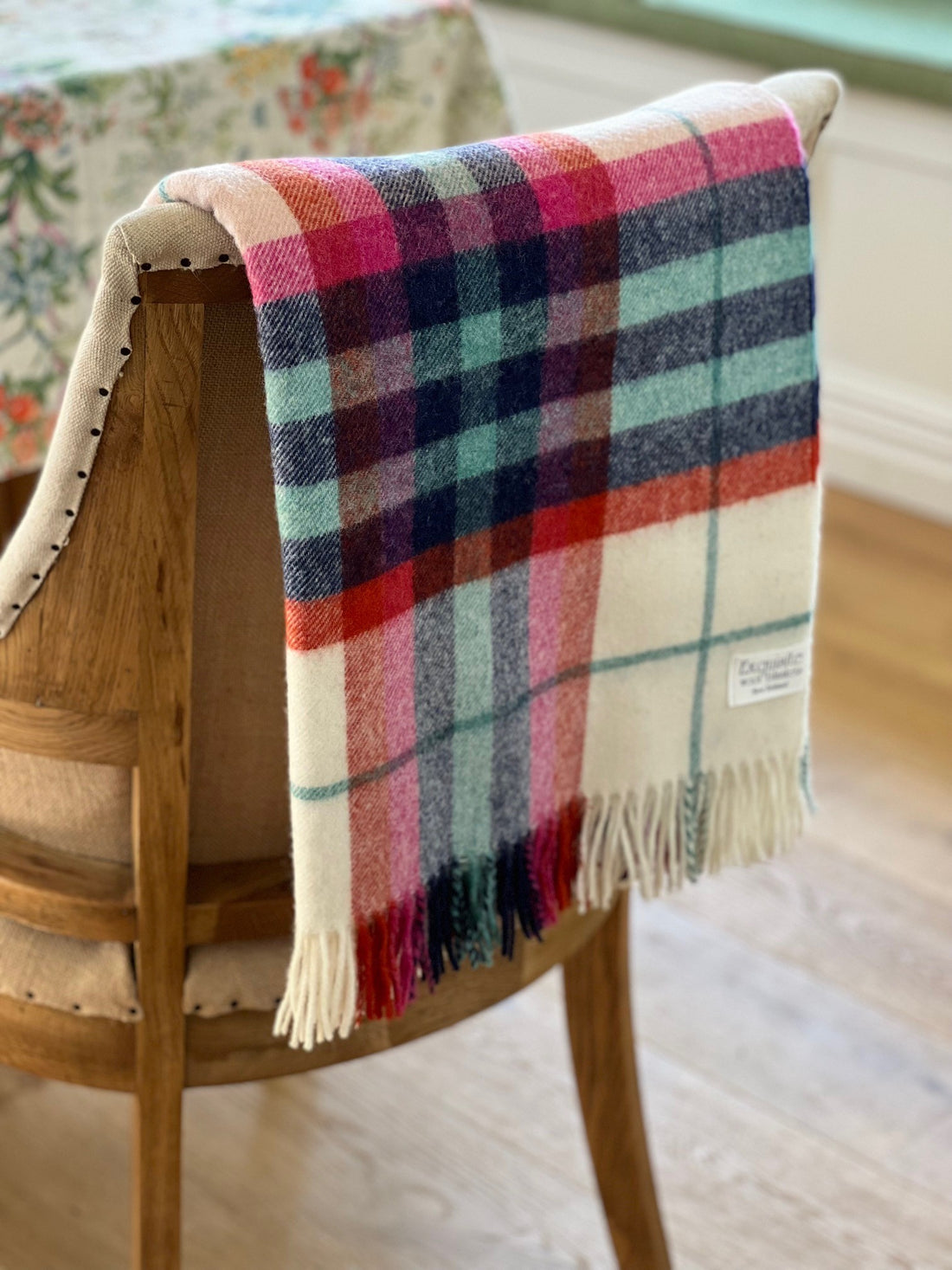 Falmouth Ivory &amp; Red 100% Wool Throw