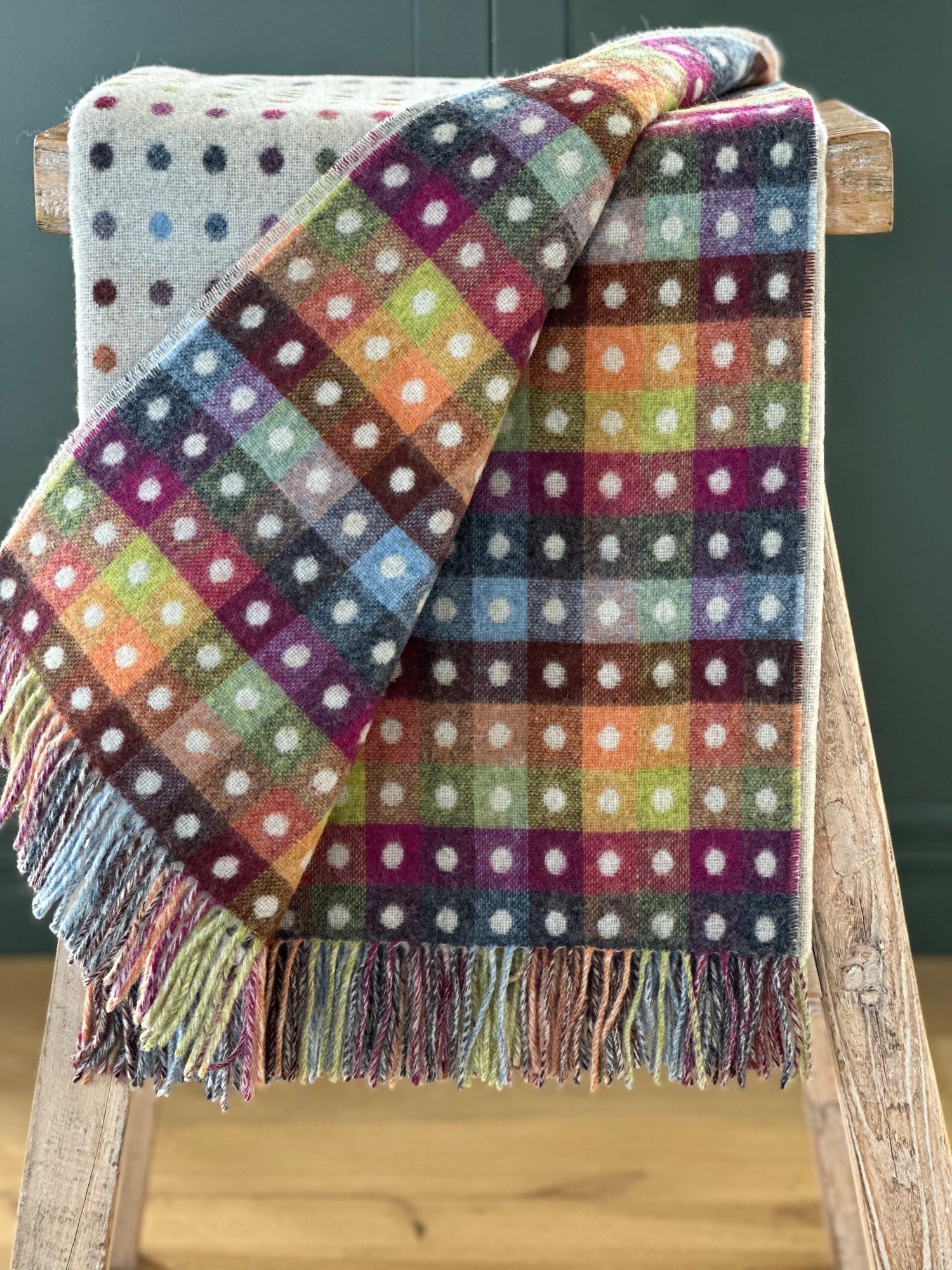 Multi Spot Beige 100% Merino Throw - Exquisite Wool Traders