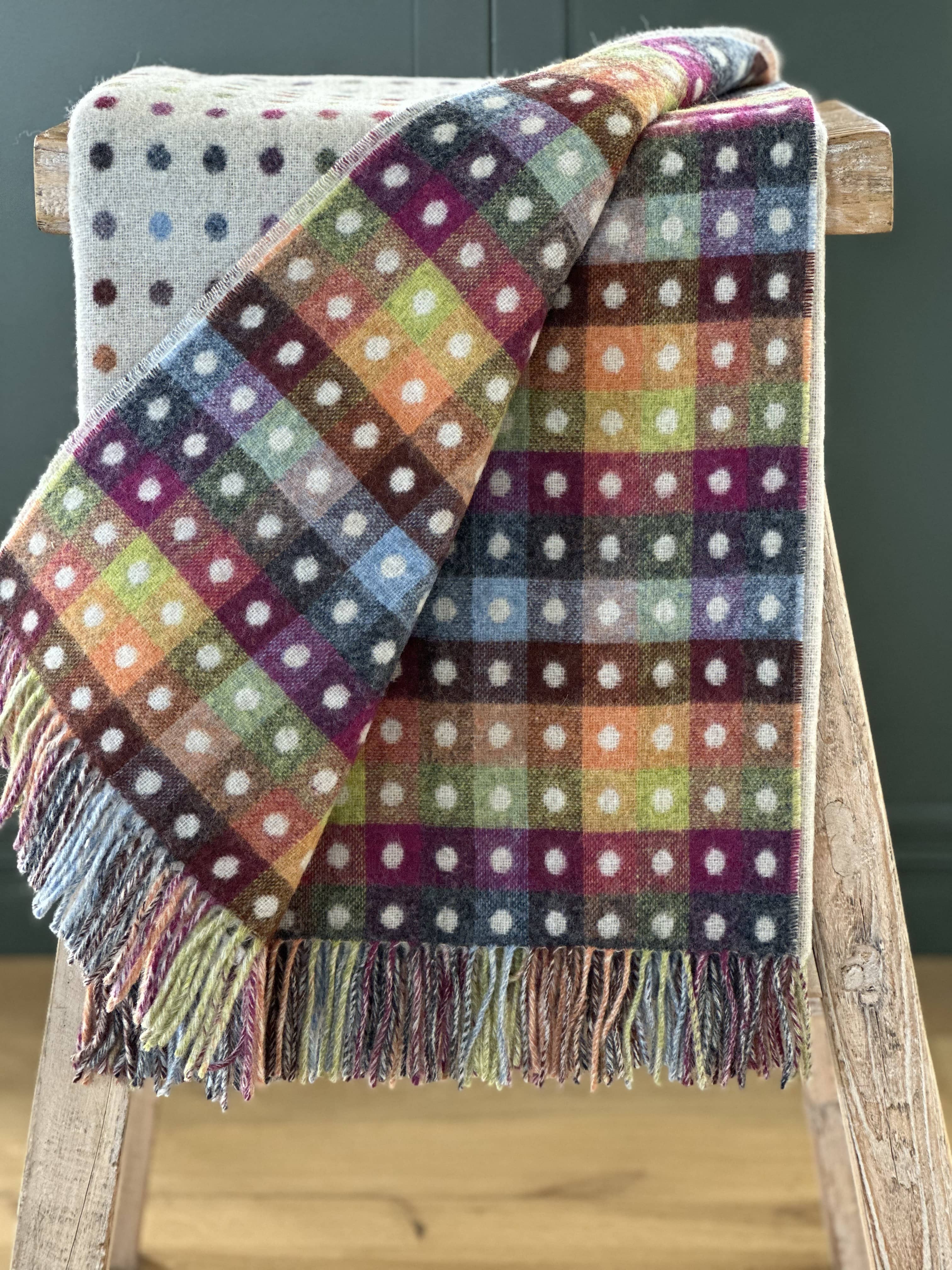 Multi Spot Beige 100% Merino Throw - Exquisite Wool Traders