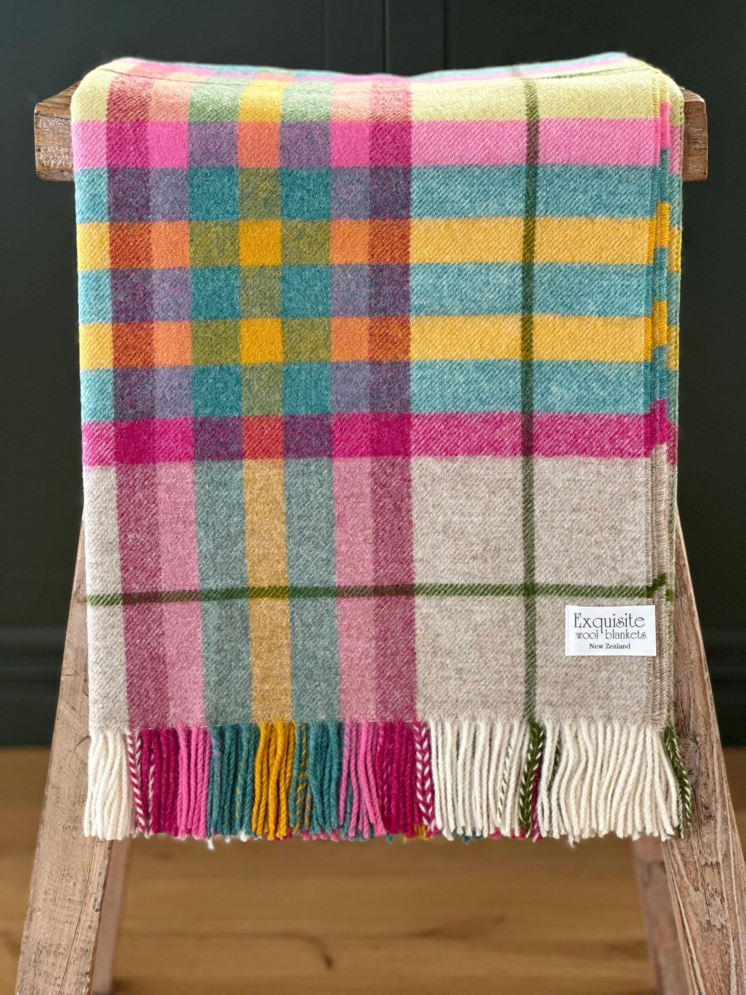 Falmouth Ivory &amp; Pink 100% Wool Throw