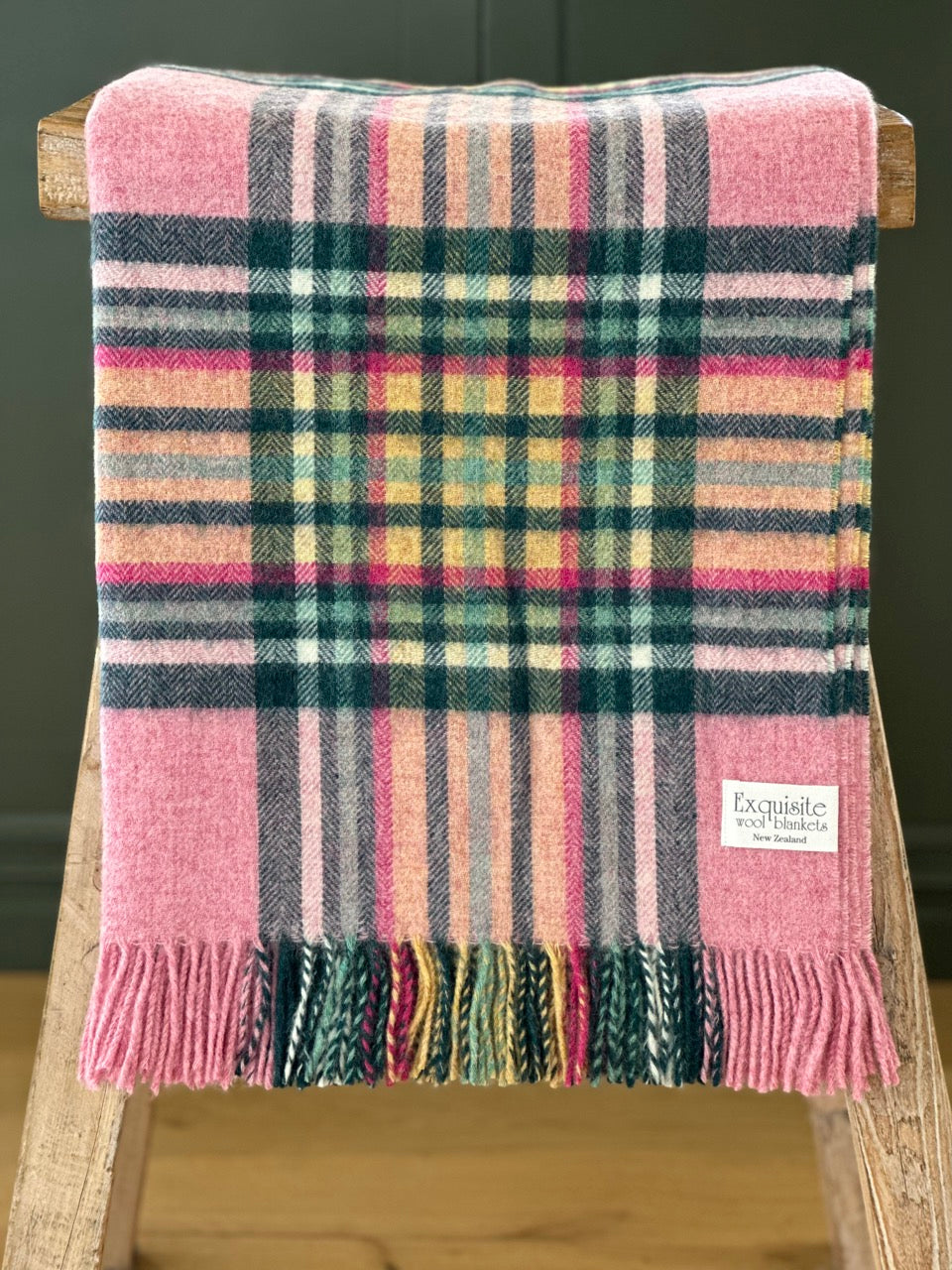 St. Ives Pink 100% Wool Throw