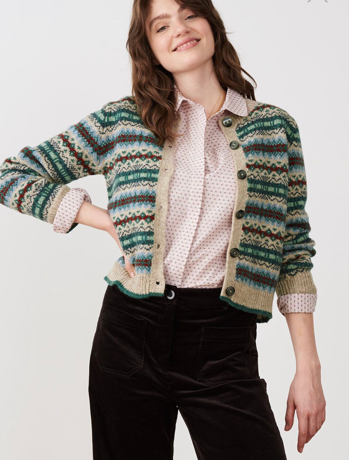 Brora lambswool shop fair isle cardigan